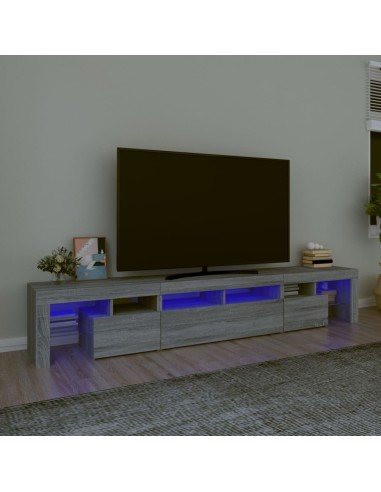 TV-Schrank mit LED-Leuchten Grau Sonoma 230x36,5x40 cm