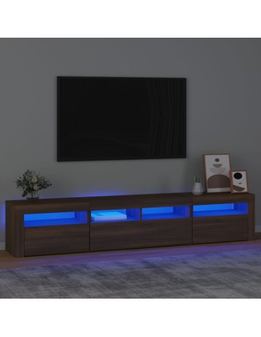 TV-Schrank mit LED-Leuchten Braun Eichen-Optik 210x35x40 cm
