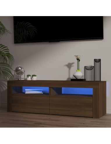 TV-Schrank mit LED-Leuchten Braun Eichen-Optik 120x35x40 cm
