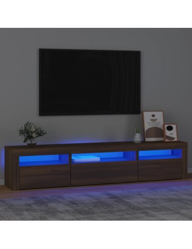 TV-Schrank mit LED-Leuchten Braun Eichen-Optik 195x35x40 cm