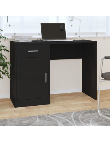 Schreibtisch mit Stauraum Schwarz 100x40x73 cm Holzwerkstoff