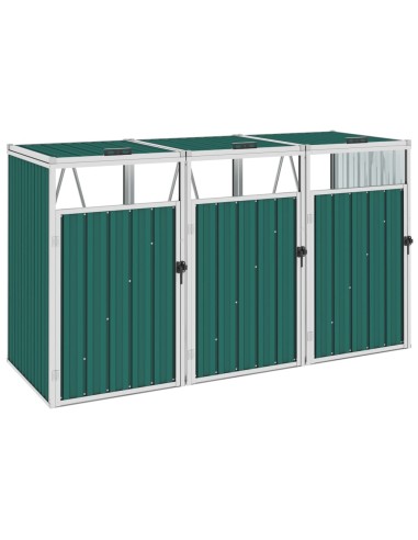 Mülltonnenbox für 3 Mülltonnen Grün 213×81×121 cm Stahl
