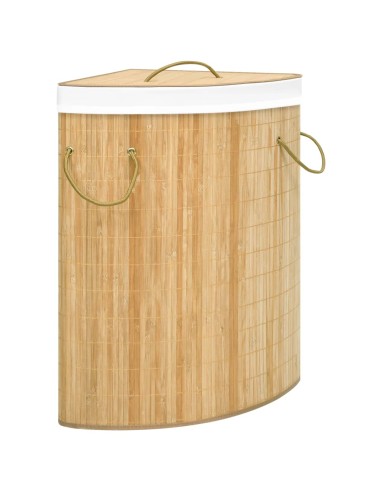 Eck-Wäschekorb Bambus 60 L