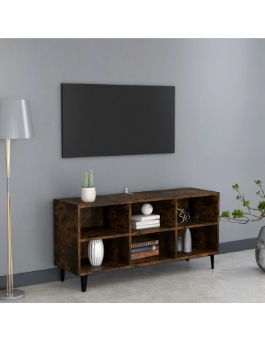 TV-Schrank mit Metallbeinen Räuchereiche 103,5x30x50 cm