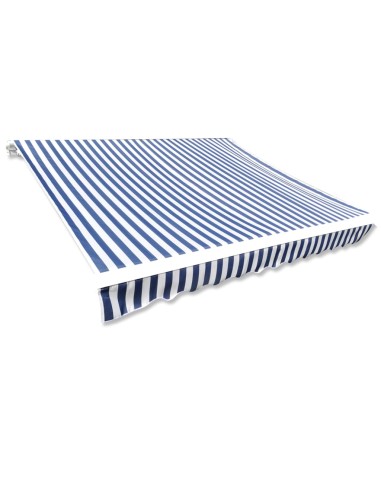 Markisenbespannung Canvas Blau & Weiß 6x3 m (ohne Rahmen)