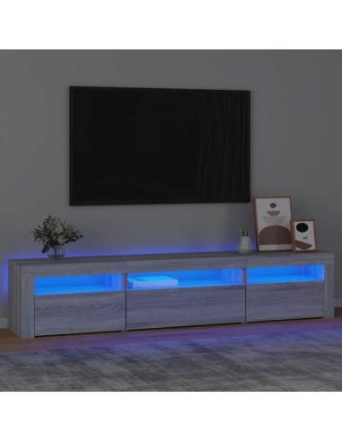 TV-Schrank mit LED-Leuchten Grau Sonoma 195x35x40 cm